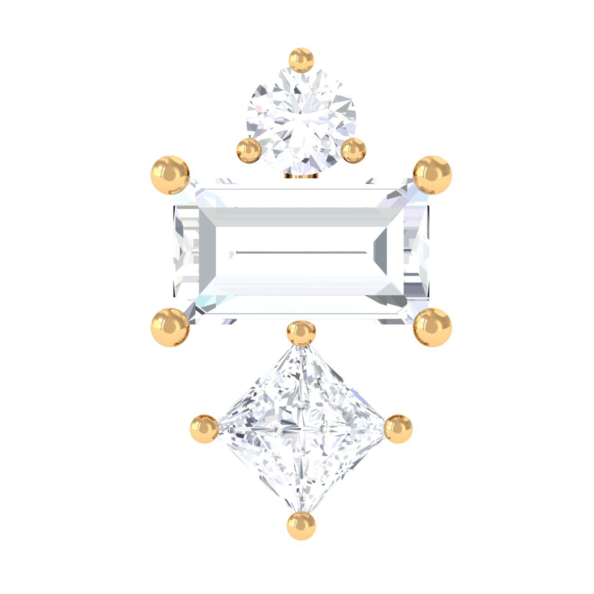 Rosec Jewels-Unique Moissanite Three Stone Tragus Earring