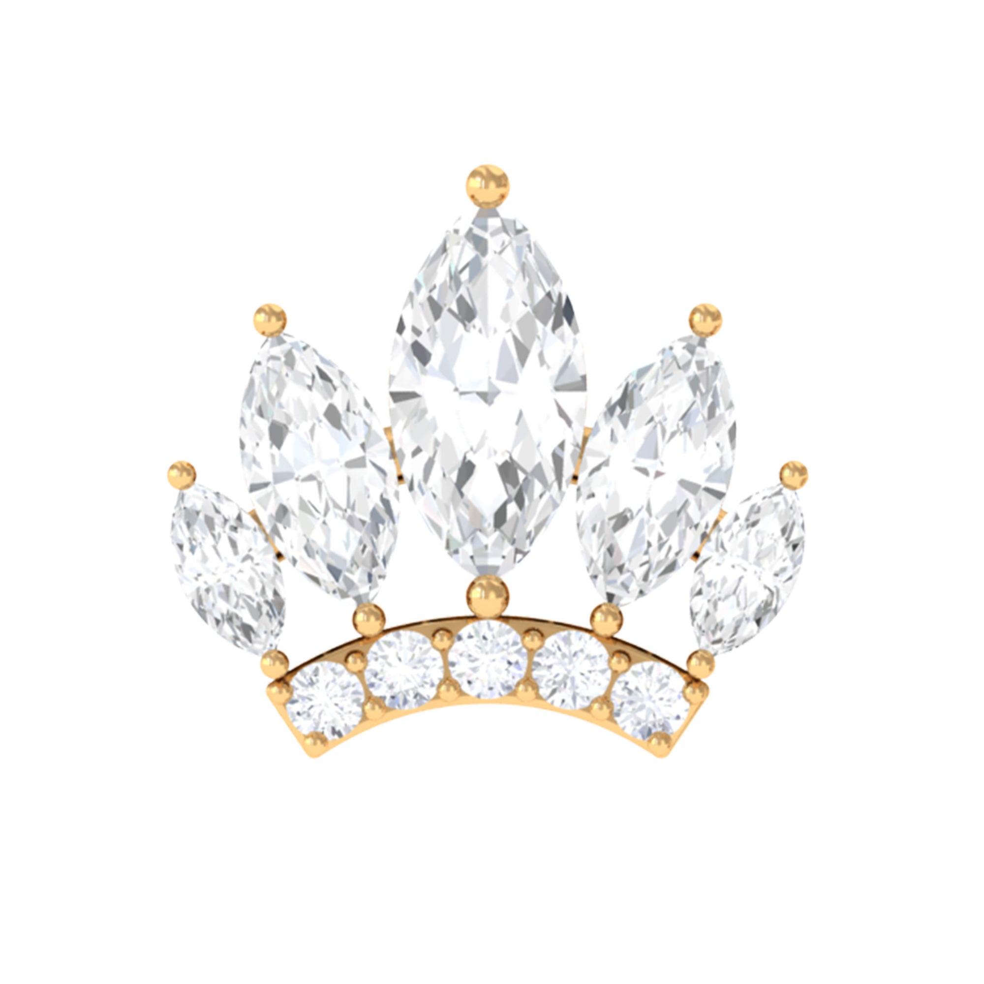 Rosec Jewels-Marquise Moissanite Gold Crown Cartilage Earring