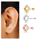 Rosec Jewels-Minimalist Moissanite Floral Earring for Helix Piercing