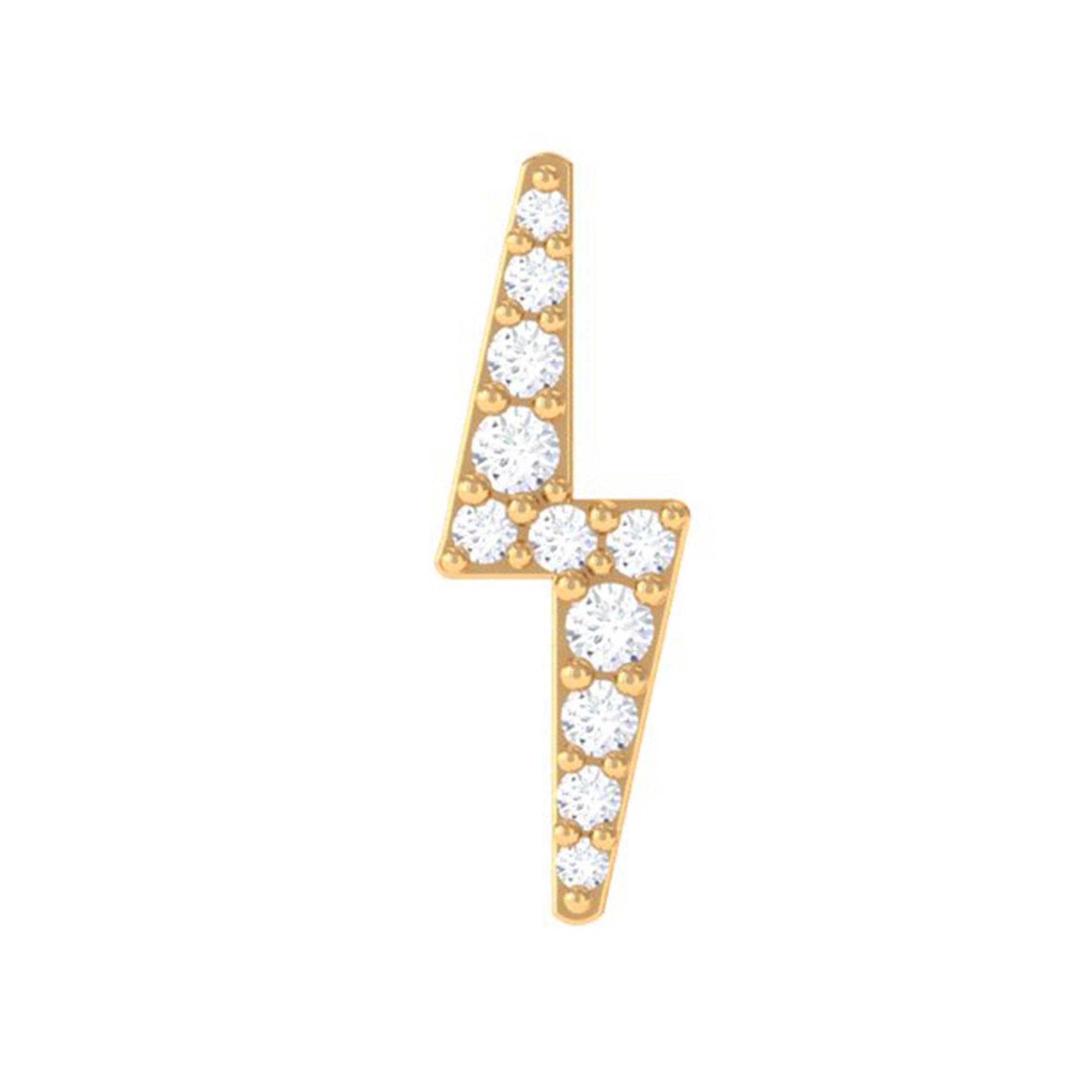 Rosec Jewels-Moissanite Gold Lightning Bolt Cartilage Earring