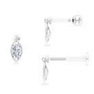 Rosec Jewels-Marquise Moissanite Dangly Earring for Cartilage Piercing