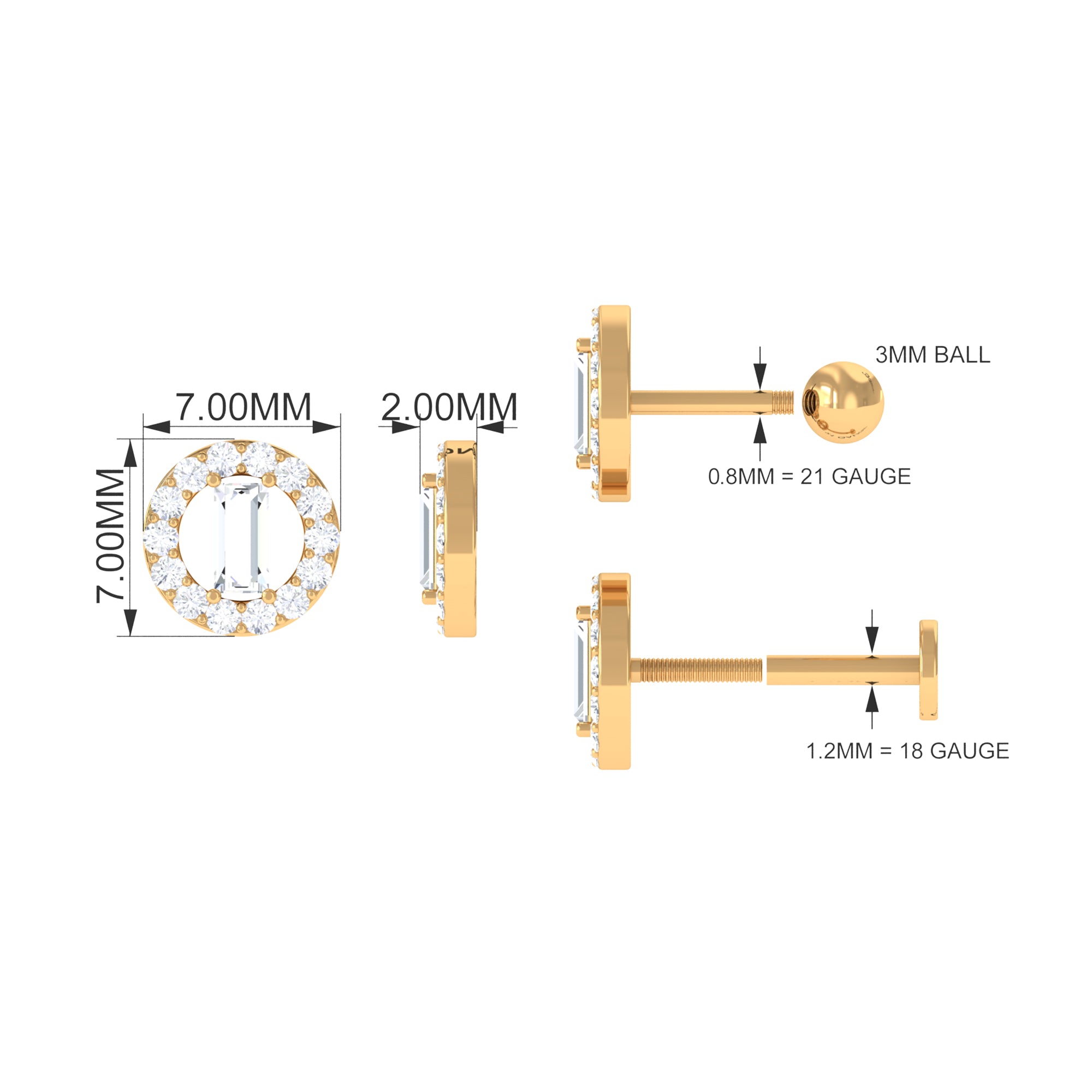 Rosec Jewels-Classic Moissanite Gold Circle Cartilage Earring