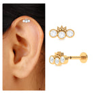 Rosec Jewels-Round Cut Moissanite Crawler Earring in Bezel Setting