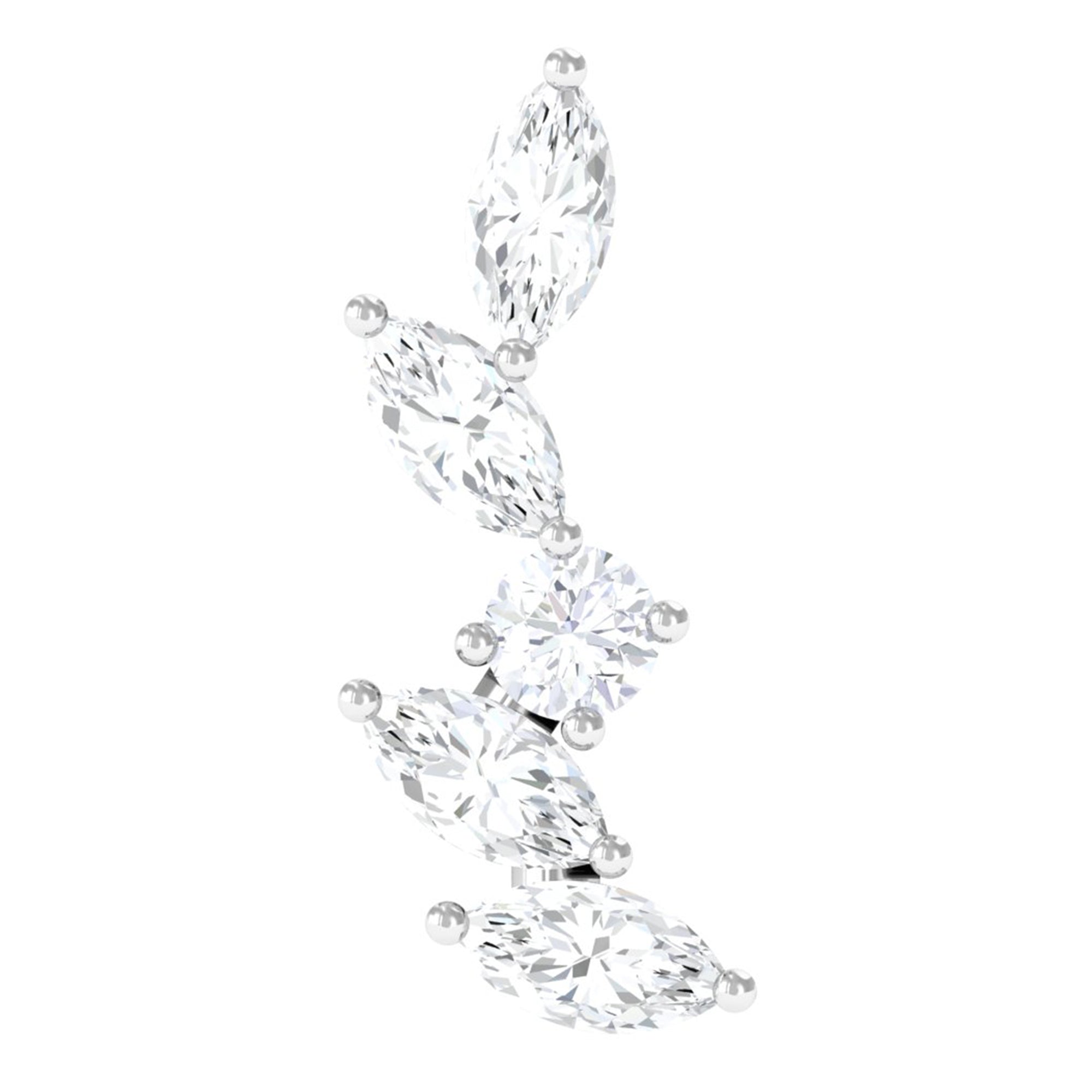 Rosec Jewels-Marquise Shape Diamond Leaf Crawler Helix Earring