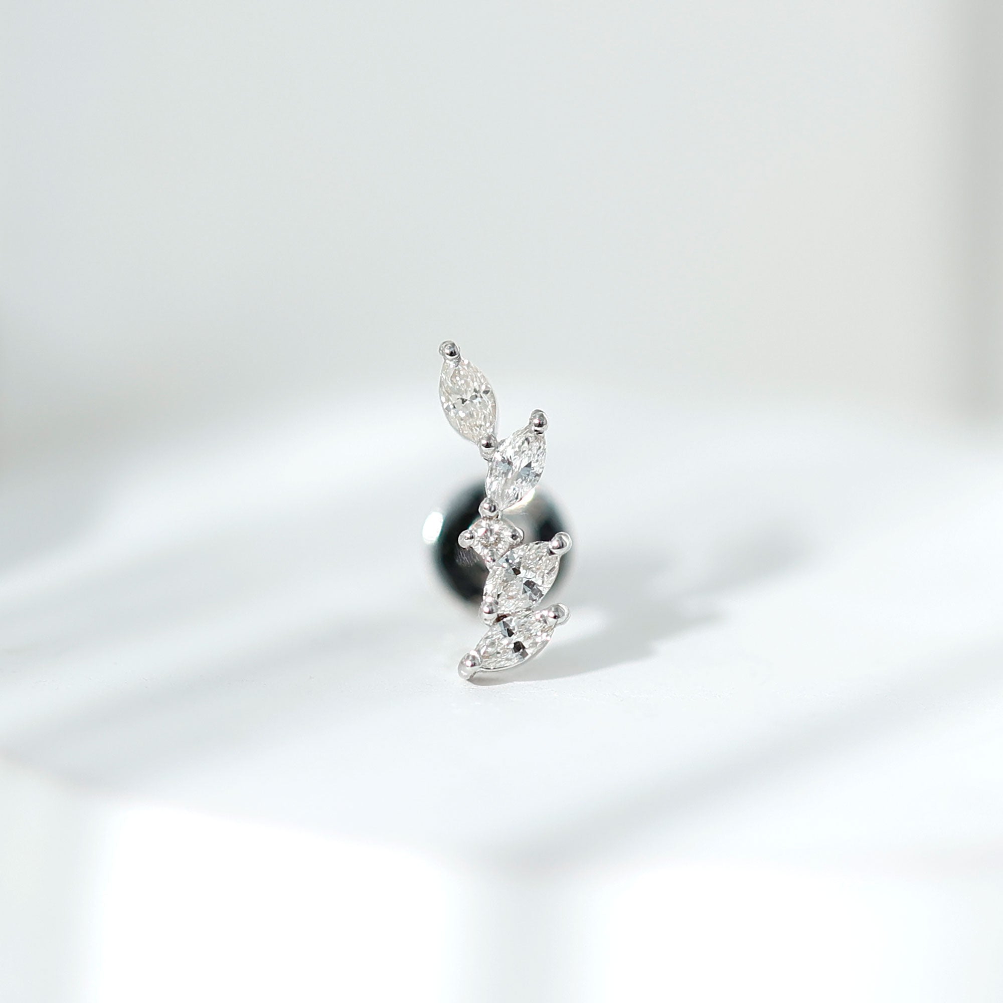 Rosec Jewels-Marquise Shape Diamond Leaf Crawler Helix Earring