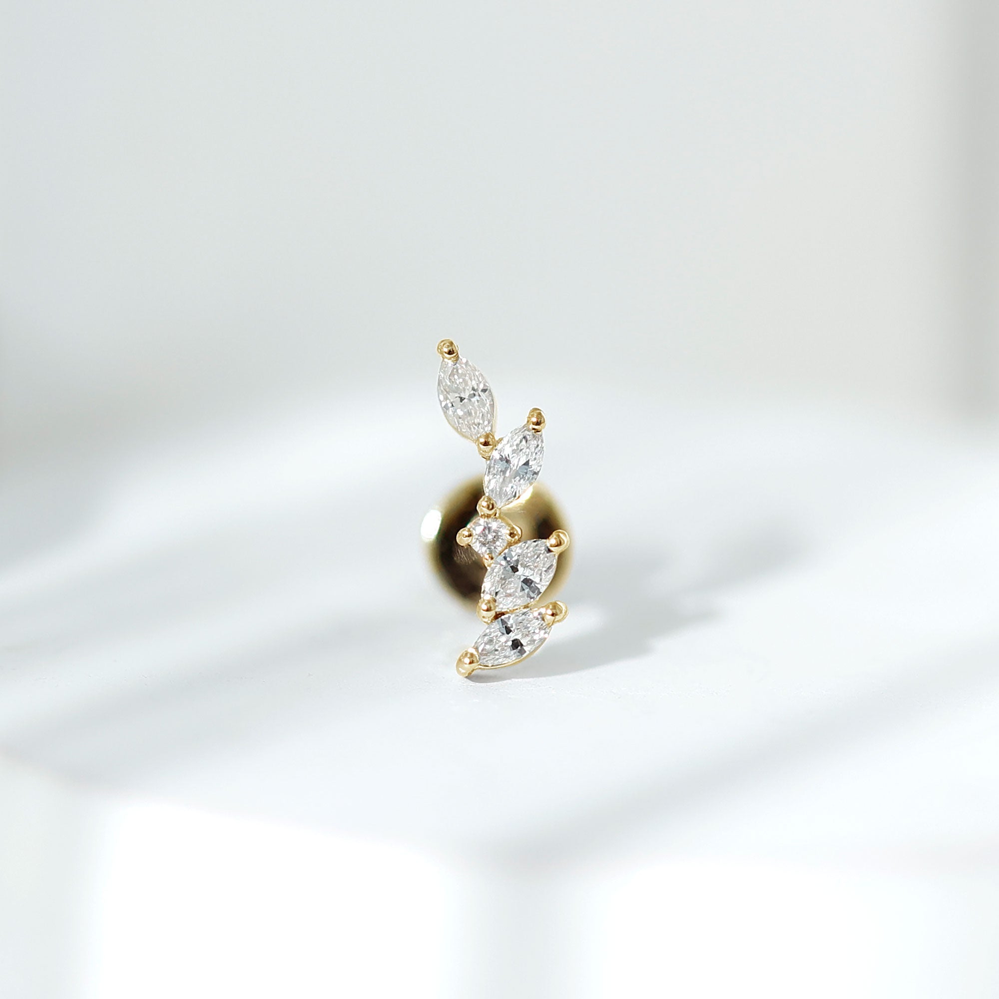 Rosec Jewels-Marquise Diamond Cluster Earring for Helix Piercing