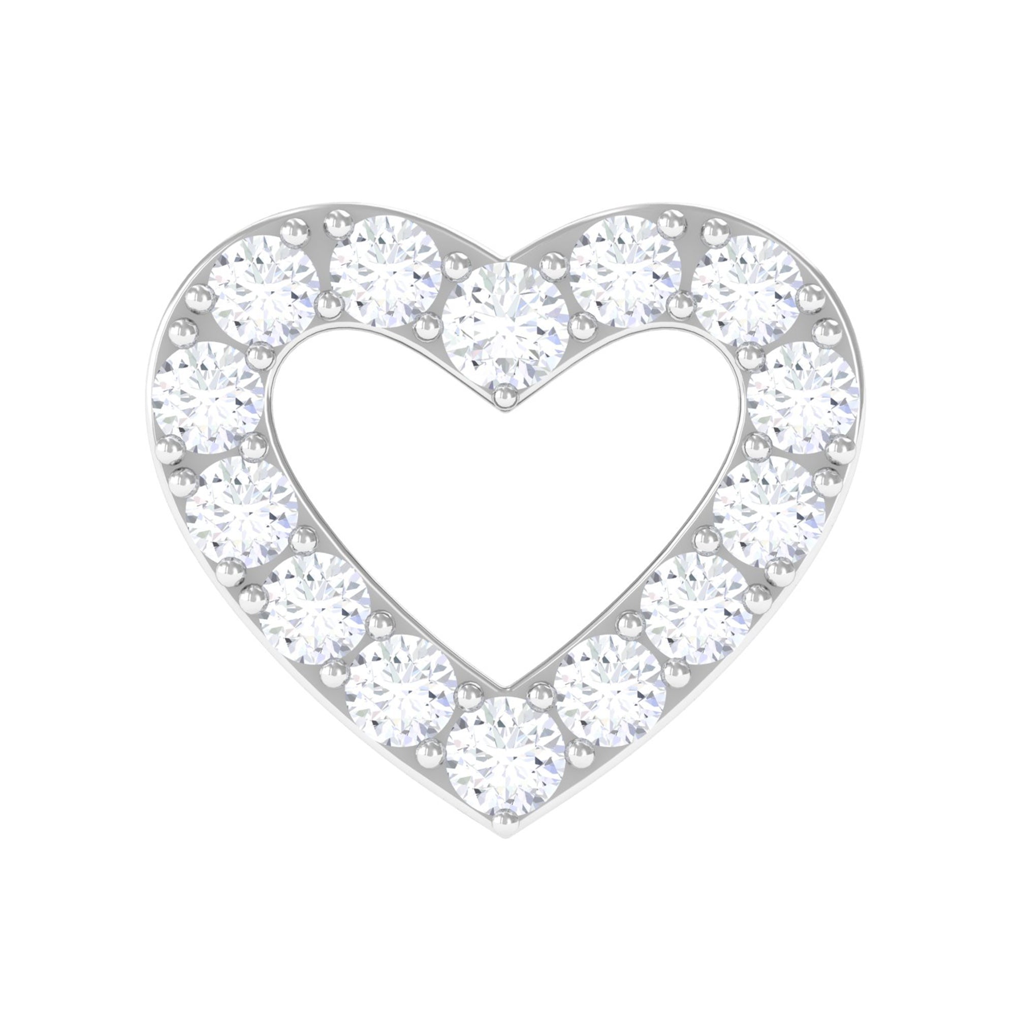 Rosec Jewels-Cute Moissanite Open Heart Earring for Helix Piercing