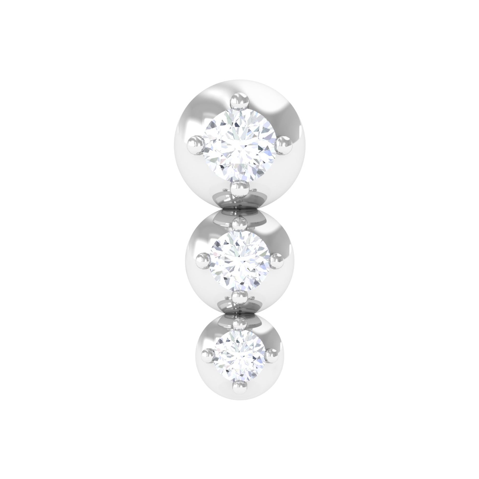 Rosec Jewels-Natural Round Diamond Three Stone Tragus Earring