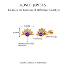 Rosec Jewels-Bezel Set Round Amethyst Sunburst Helix Earring