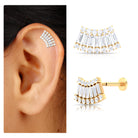 Rosec Jewels-Baguette Moissanite Curved Gold Cartilage Earring