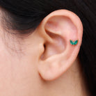 Rosec Jewels-Marquise Created Emerald Leaf Earring for Helix Piercing