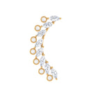 Rosec Jewels-Curved Crawler Earring with Marquise and Round Moissanite