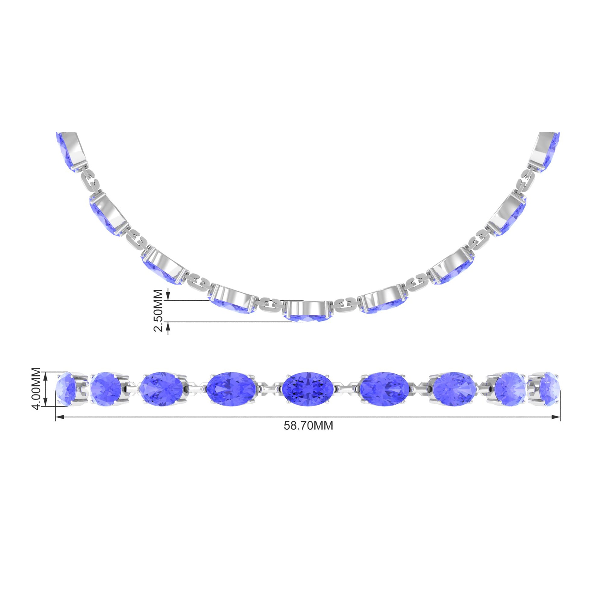 Oval Shape Tanzanite East West Link Bolo Bracelet Tanzanite - ( AAA ) - Quality - Rosec Jewels