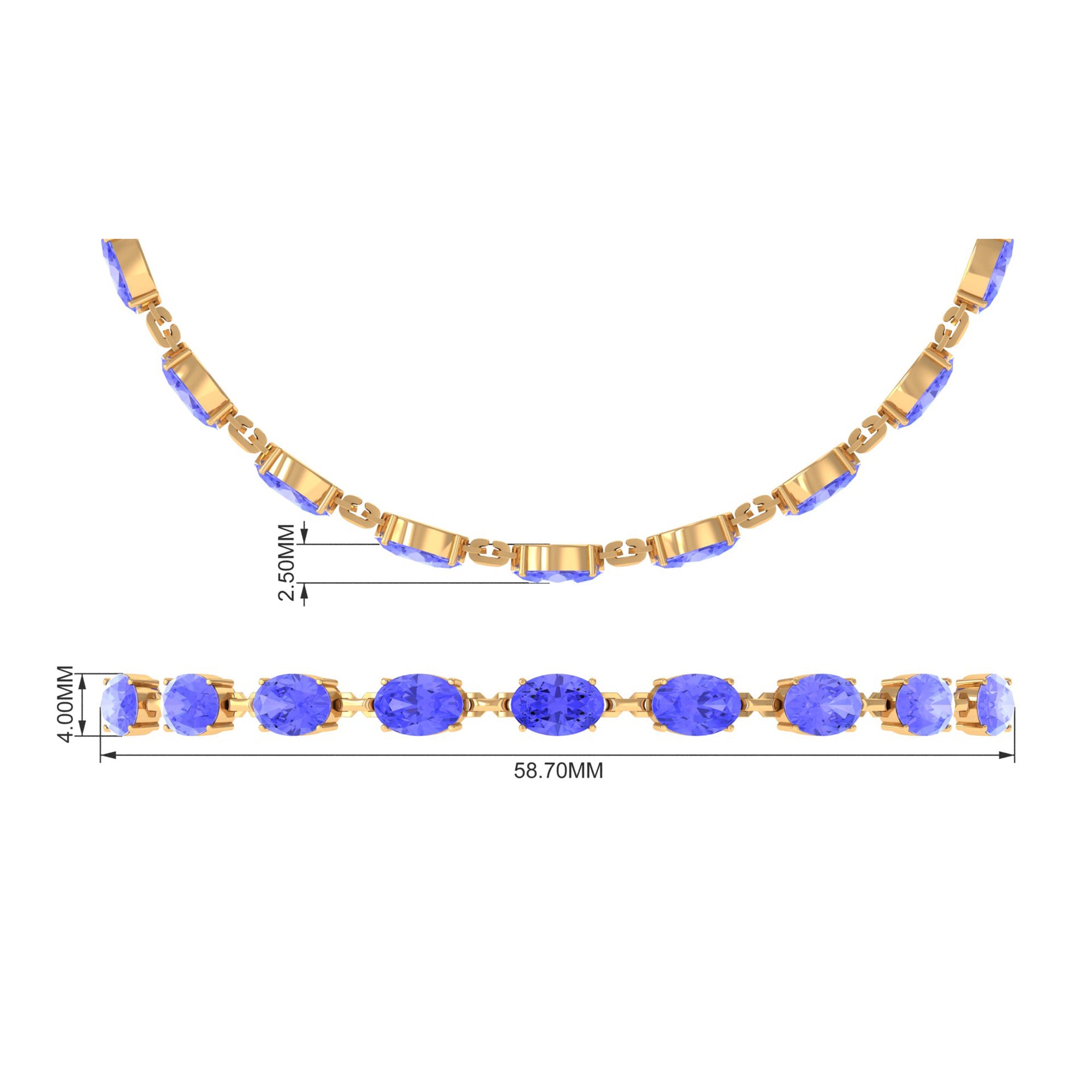 Oval Shape Tanzanite East West Link Bolo Bracelet Tanzanite - ( AAA ) - Quality - Rosec Jewels