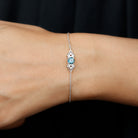 0.75 CT Minimal London Blue Topaz and Diamond Geometric Chain Bracelet London Blue Topaz - ( AAA ) - Quality - Rosec Jewels