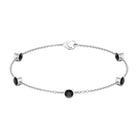 1 CT Black Onyx Five Stone Station Chain Bracelet Black Onyx - ( AAA ) - Quality - Rosec Jewels