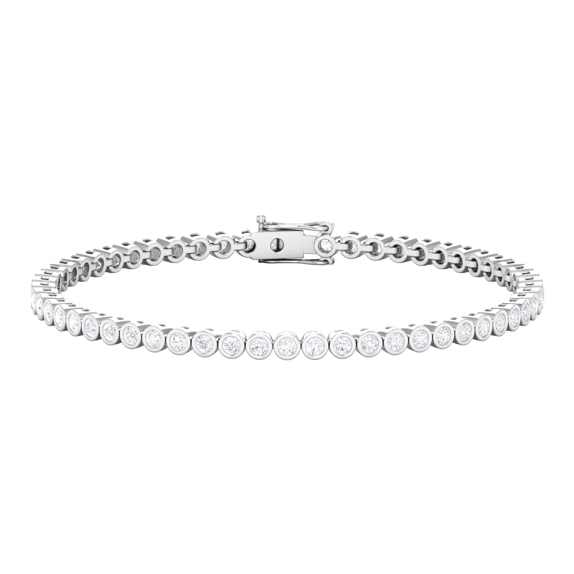 3.50 CT Bezel Set Moissanite and Gold Unisex Tennis Bracelet Moissanite - ( D-VS1 ) - Color and Clarity - Rosec Jewels