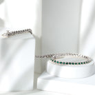 2.25 CT Tennis Bracelet for Women with Bezel Set Created Emerald Lab Created Emerald - ( AAAA ) - Quality - Rosec Jewels