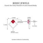 Princess Cut Created Ruby and Diamond Square Stud Earrings in Gold Lab Created Ruby - ( AAAA ) - Quality - Rosec Jewels