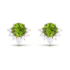 1.50 CT Peridot and Diamond Classic Stud Earrings with Half Halo Peridot - ( AAA ) - Quality - Rosec Jewels