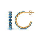 4.25 CT London Blue Topaz Eternity Hoop Earring London Blue Topaz - ( AAA ) - Quality - Rosec Jewels