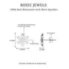 1/2 CT Moissanite Cluster Snowflake Stud Earrings Moissanite - ( D-VS1 ) - Color and Clarity - Rosec Jewels