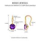 Natural Amethyst Solitaire Drop Earrings with Diamond Amethyst - ( AAA ) - Quality - Rosec Jewels