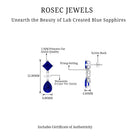 4.75 CT Created Blue Sapphire Stud Drop Earrings with Moissanite Lab Created Blue Sapphire - ( AAAA ) - Quality - Rosec Jewels