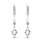 Diamond Drop Hoop Earrings in Geometric Design Diamond - ( HI-SI ) - Color and Clarity - Rosec Jewels