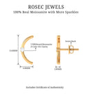 Certified Moissanite Curved Stud Earrings Moissanite - ( D-VS1 ) - Color and Clarity - Rosec Jewels