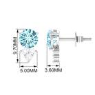 2 CT Natural Aquamarine Stud Earrings with Diamond Trio Aquamarine - ( AAA ) - Quality - Rosec Jewels