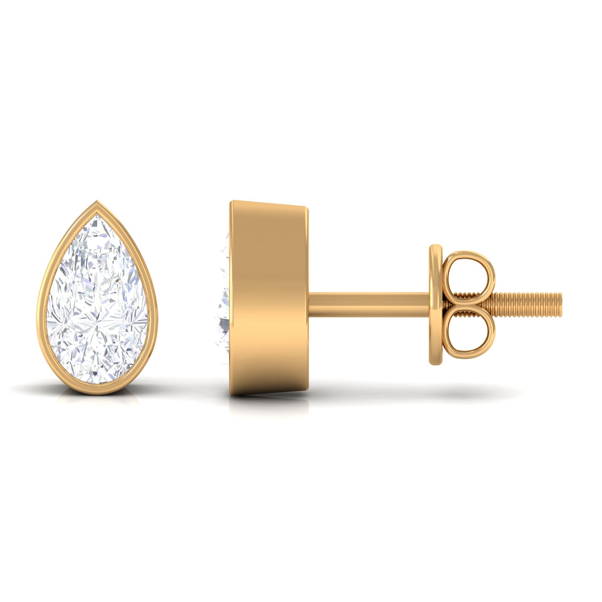 Pear Cut Natural Diamond Solitaire Stud Earrings Diamond - ( HI-SI ) - Color and Clarity - Rosec Jewels