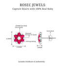 Pear Cut Ruby and Diamond Flower Stud Earrings Ruby - ( AAA ) - Quality - Rosec Jewels