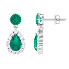 Emerald and Diamond Bridal Teardrop Dangle Earrings Emerald - ( AAA ) - Quality - Rosec Jewels