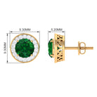 2.25 CT Created Emerald Stud Earrings with Diamond Halo Lab Created Emerald - ( AAAA ) - Quality - Rosec Jewels