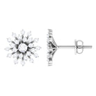 3/4 CT Real Diamond Cluster Statement Stud Earrings Diamond - ( HI-SI ) - Color and Clarity - Rosec Jewels