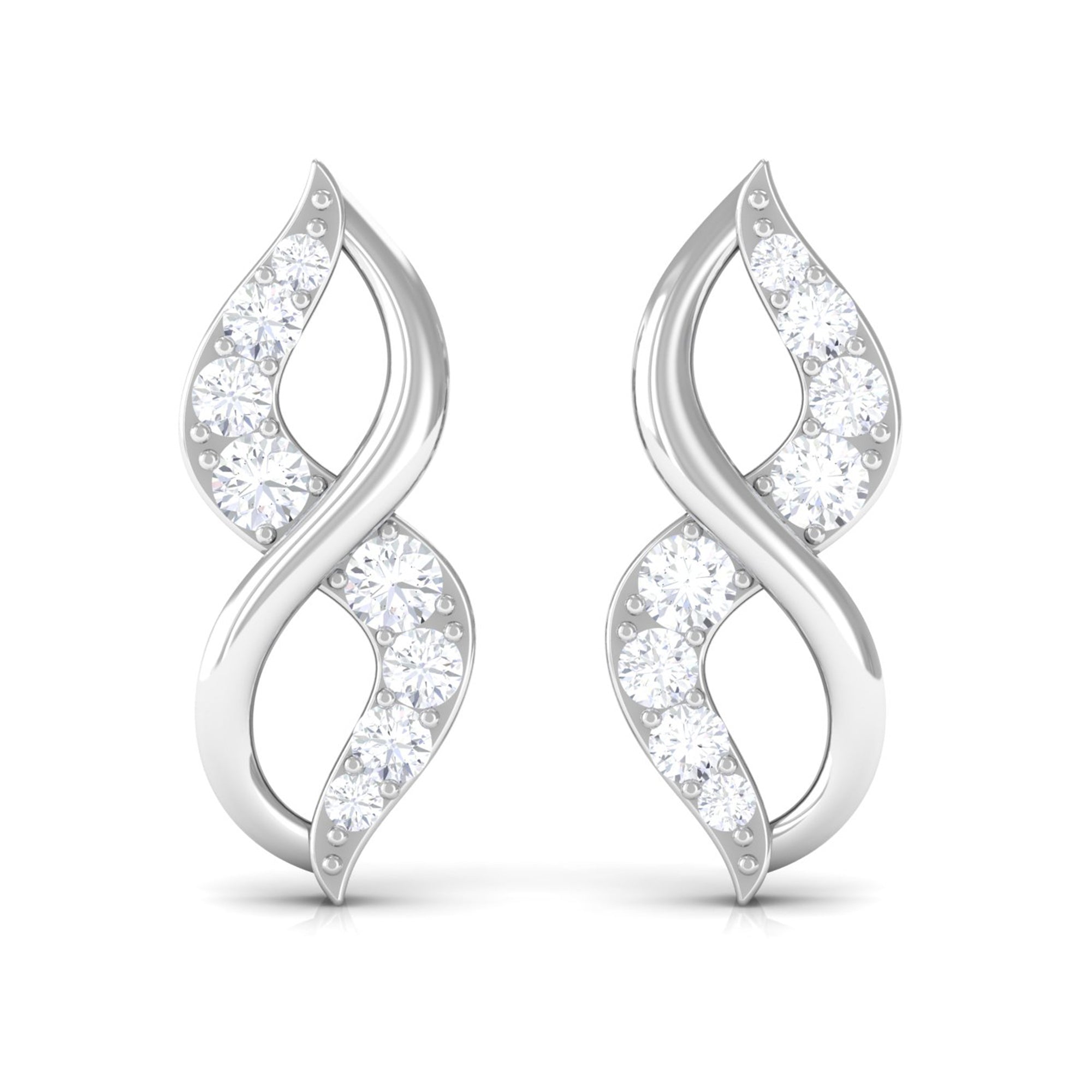 Certified Diamond Infinity Stud Earrings Diamond - ( HI-SI ) - Color and Clarity - Rosec Jewels