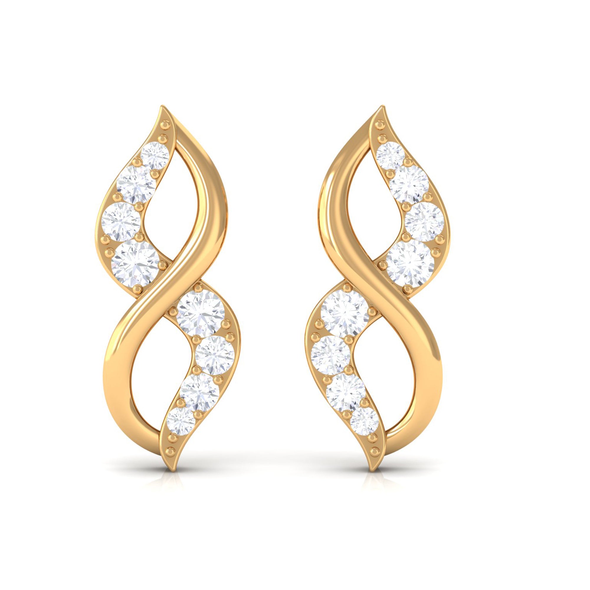 Certified Diamond Infinity Stud Earrings Diamond - ( HI-SI ) - Color and Clarity - Rosec Jewels