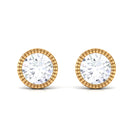 Zircon Solitaire Stud Earring in Bezel Setting Zircon - ( AAAA ) - Quality - Rosec Jewels