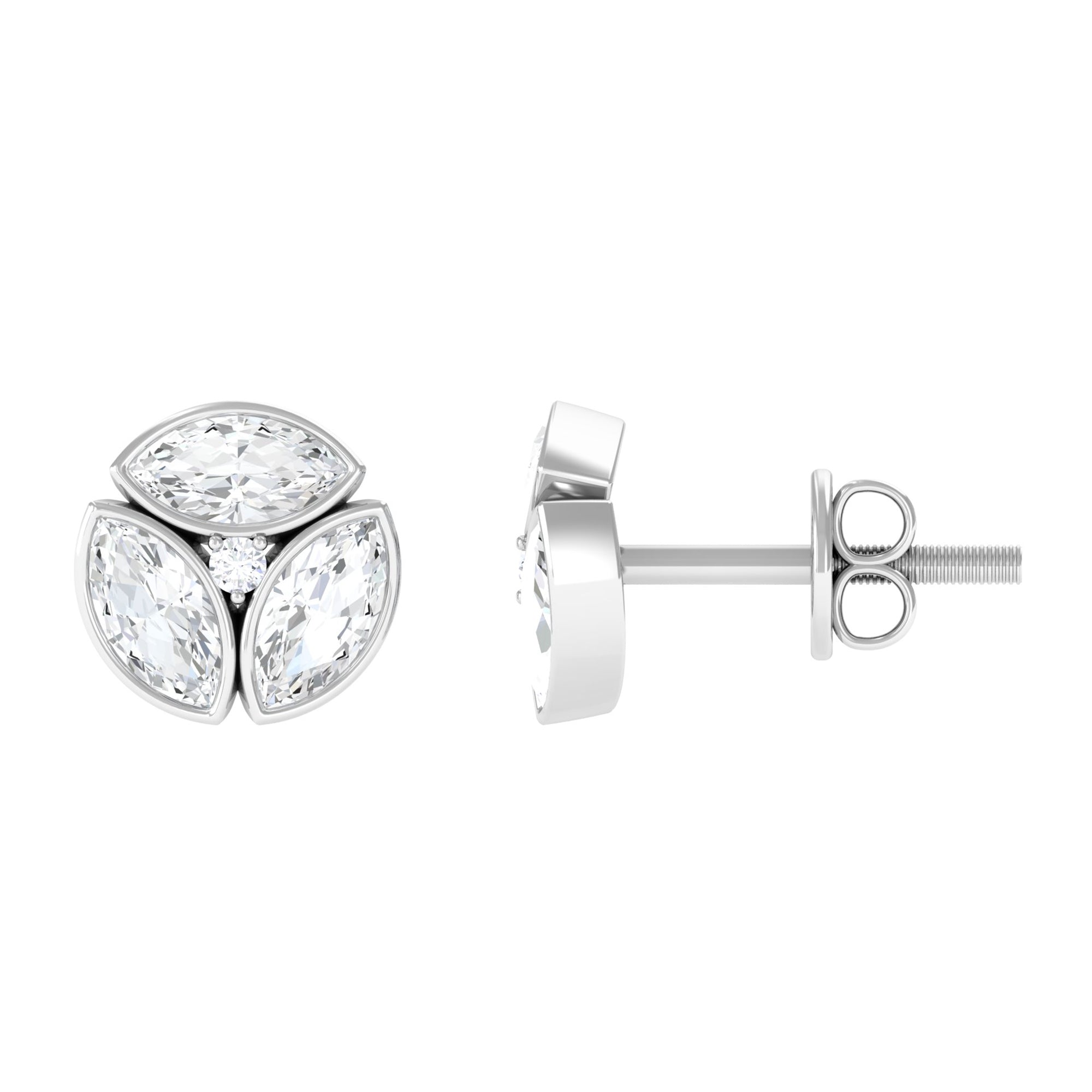 Dainty Zircon Screw Back Stud Earrings Zircon - ( AAAA ) - Quality - Rosec Jewels