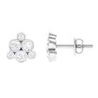 Certified Zircon Cluster Stud Earrings in Bezel Setting Zircon - ( AAAA ) - Quality - Rosec Jewels