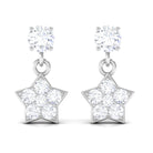 Zircon Star Drop Stud Earrings Zircon - ( AAAA ) - Quality - Rosec Jewels