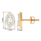 Classic Zircon Halo Screw Back Stud Earrings Zircon - ( AAAA ) - Quality - Rosec Jewels