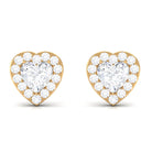 3/4 CT Heart Shape Zircon Halo Stud Earrings in Gold Zircon - ( AAAA ) - Quality - Rosec Jewels