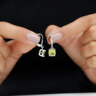 8 MM Cushion Cut Peridot Solitaire Drop Earrings Peridot - ( AAA ) - Quality - Rosec Jewels