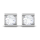 Bar Set Round Diamond Solitaire Stud Earrings Diamond - ( HI-SI ) - Color and Clarity - Rosec Jewels