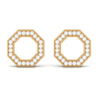 Diamond Open Octagon Stud Earrings in Gold Diamond - ( HI-SI ) - Color and Clarity - Rosec Jewels