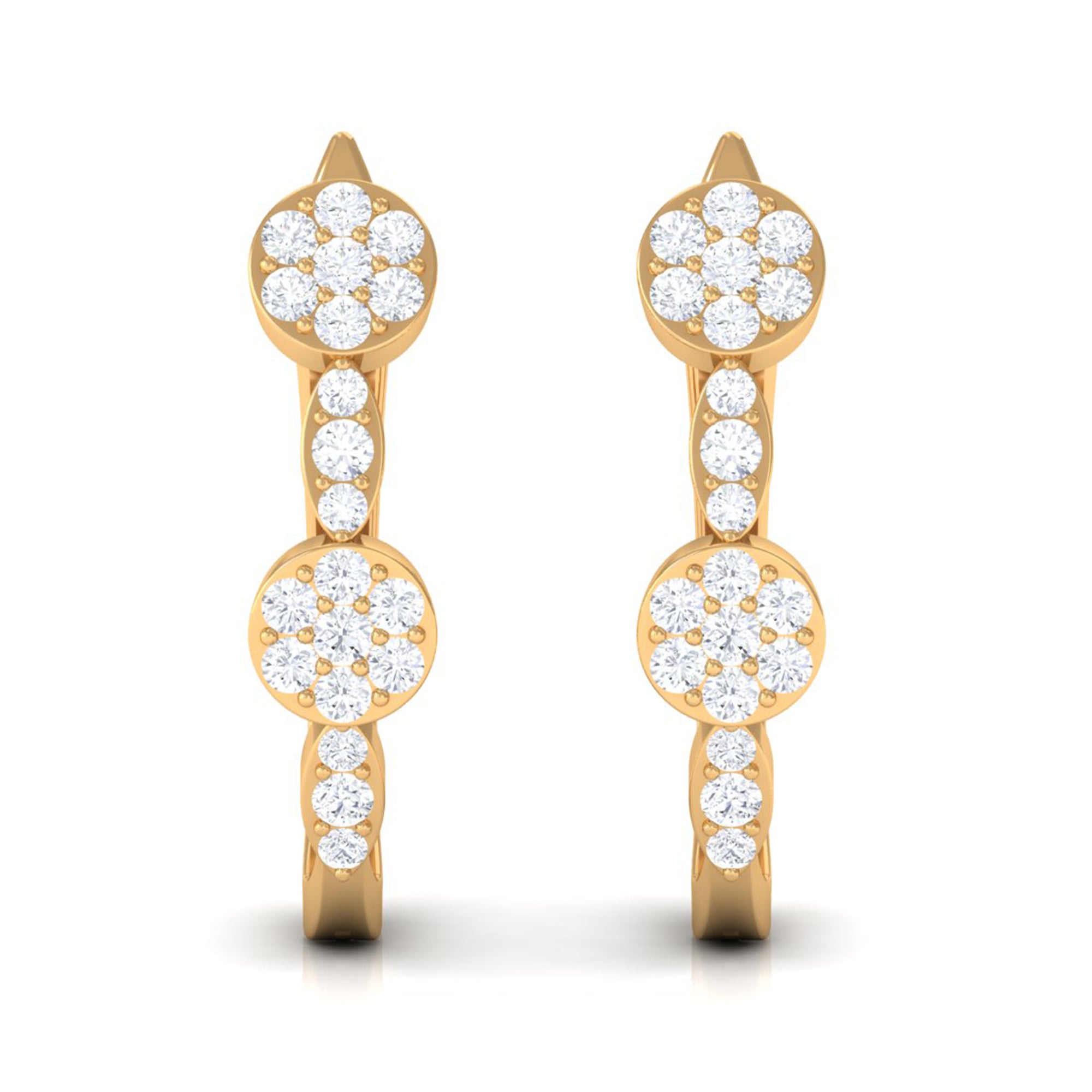 Natural Diamond Classic J Hoop Earrings in Gold Diamond - ( HI-SI ) - Color and Clarity - Rosec Jewels