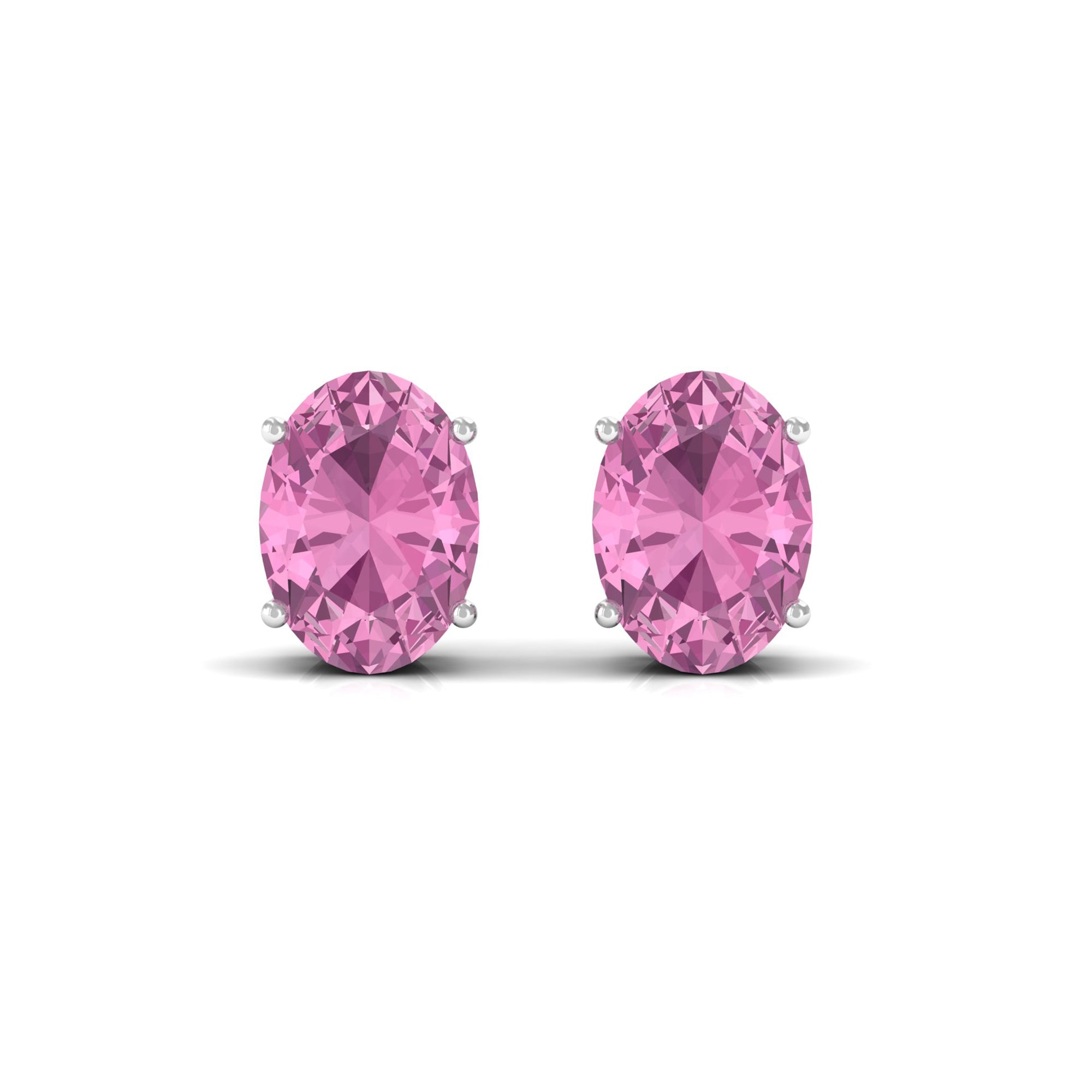 2 CT Oval Cut Pink Tourmaline Solitaire Stud Earrings Pink Tourmaline - ( AAA ) - Quality - Rosec Jewels