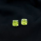 4.25 CT Cushion Cut Peridot Solitaire Stud Earrings in Silver Peridot - ( AAA ) - Quality 92.5 Sterling Silver - Rosec Jewels